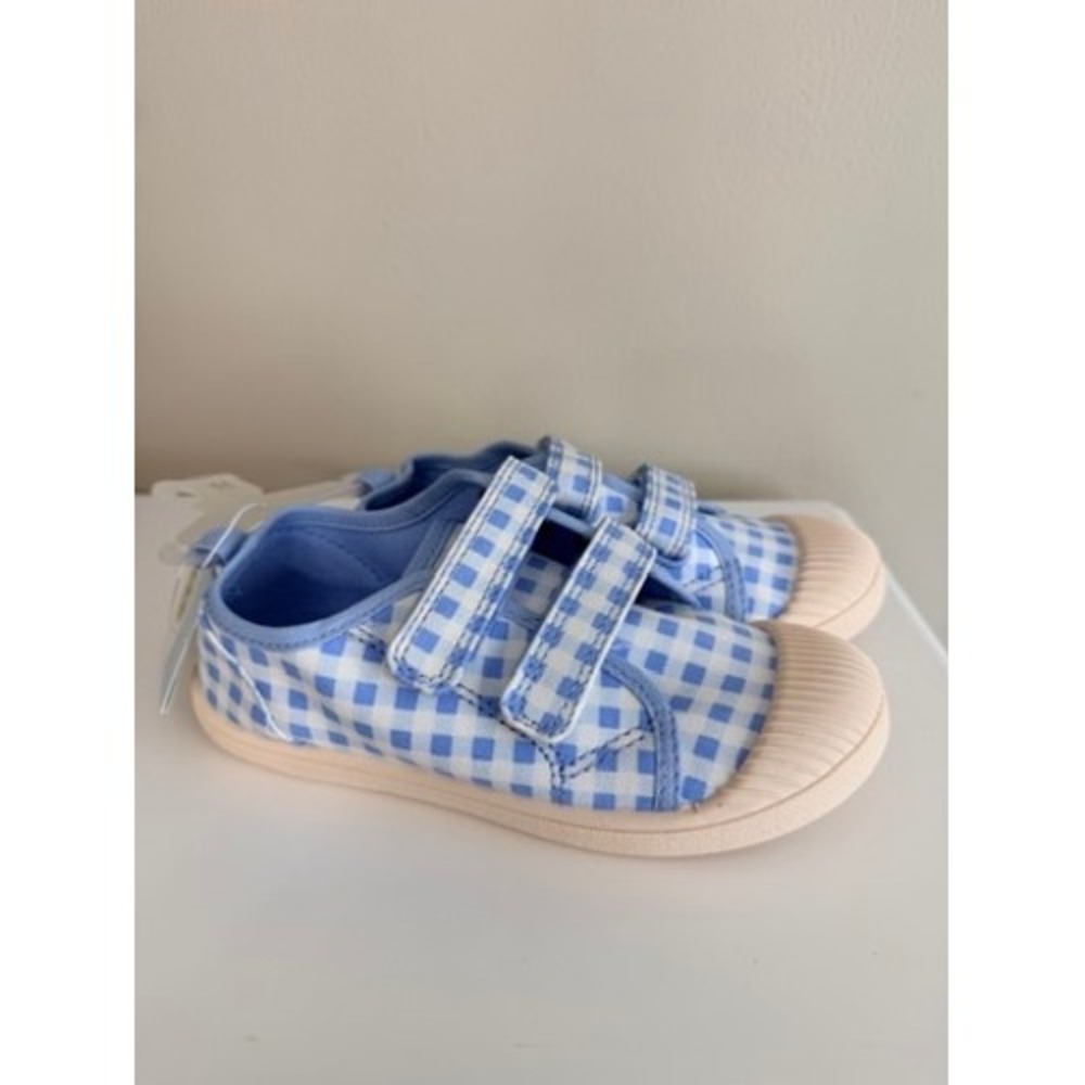 Cat & Jack Parker Sneakers Toddler Size 11 Blue Gingham Checkered NWT